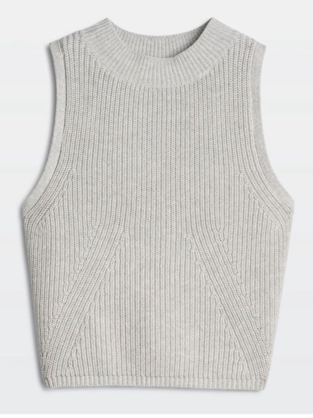 Babaton White Ribbed Knit Sleeveless Tank